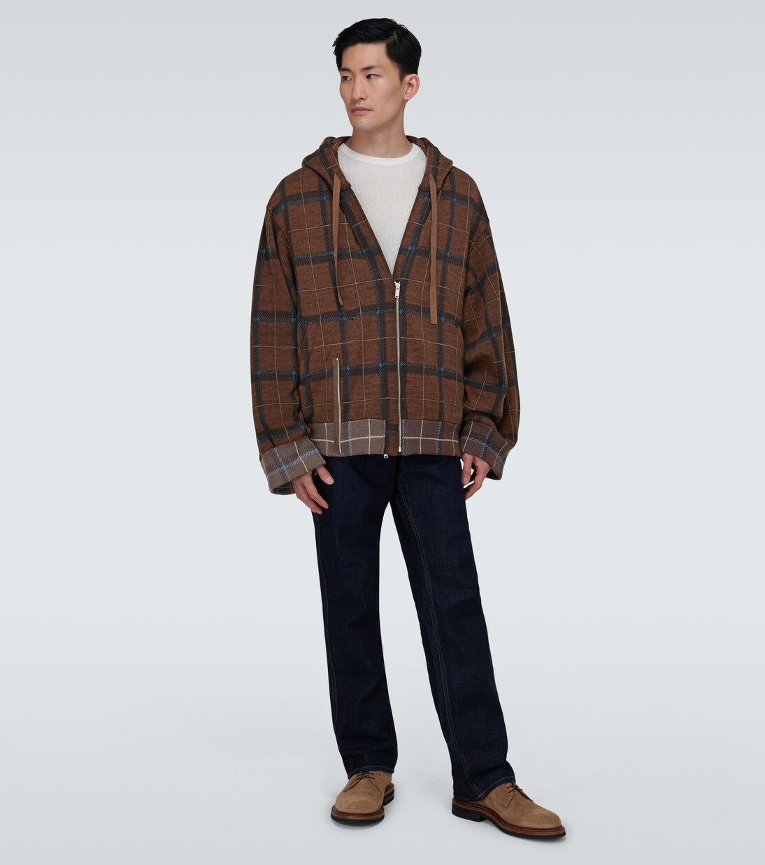 Zipped checked hooded sweatshirt | Undercover