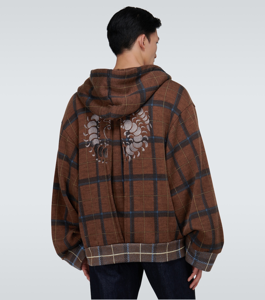 Zipped checked hooded sweatshirt | Undercover