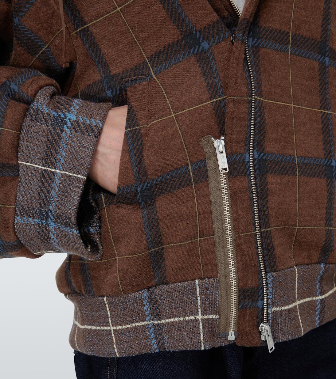 Zipped checked hooded sweatshirt | Undercover