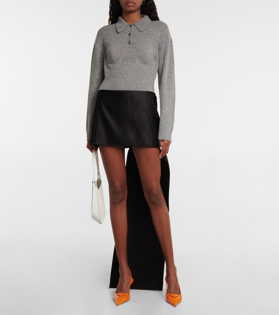 Silk satin miniskirt with train | Prada