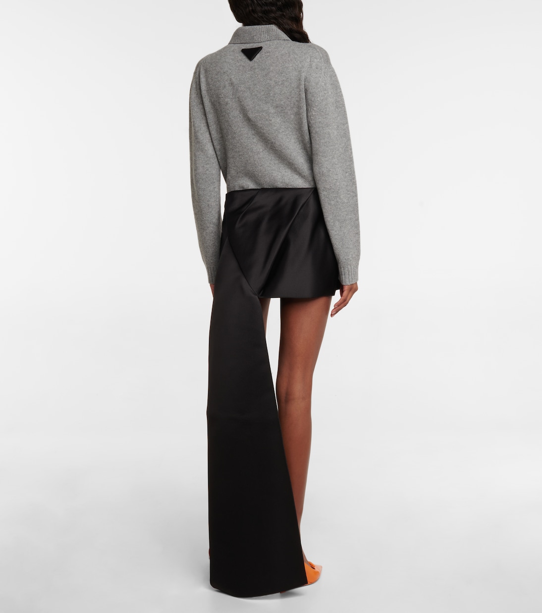 Silk satin miniskirt with train | Prada