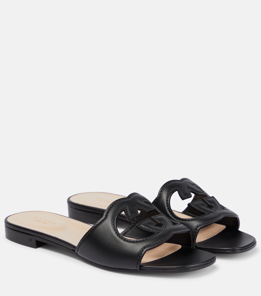 Interlocking G cutout leather sandals | Gucci