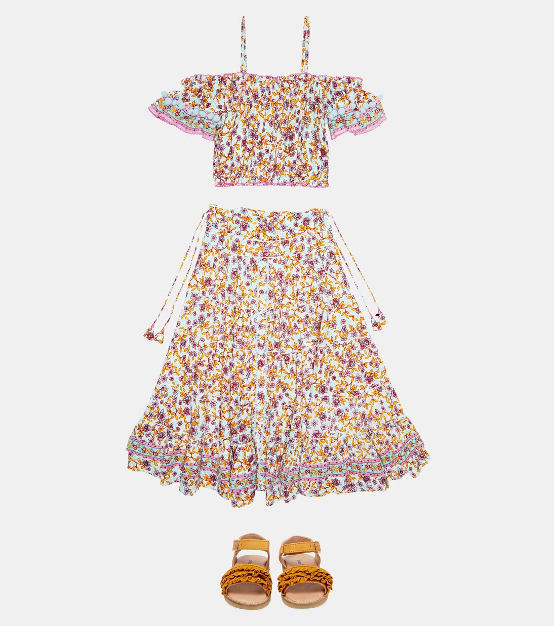 Donna floral off-shoulder top | Poupette St Barth Kids