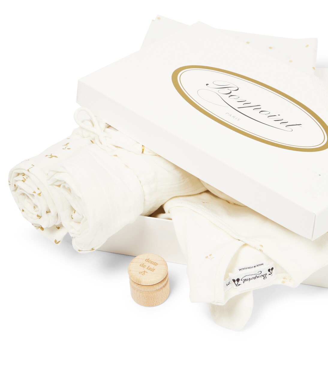 Baby Set aus Strampler, Mütze, zwei Decken und Milchzahndose | Bonpoint