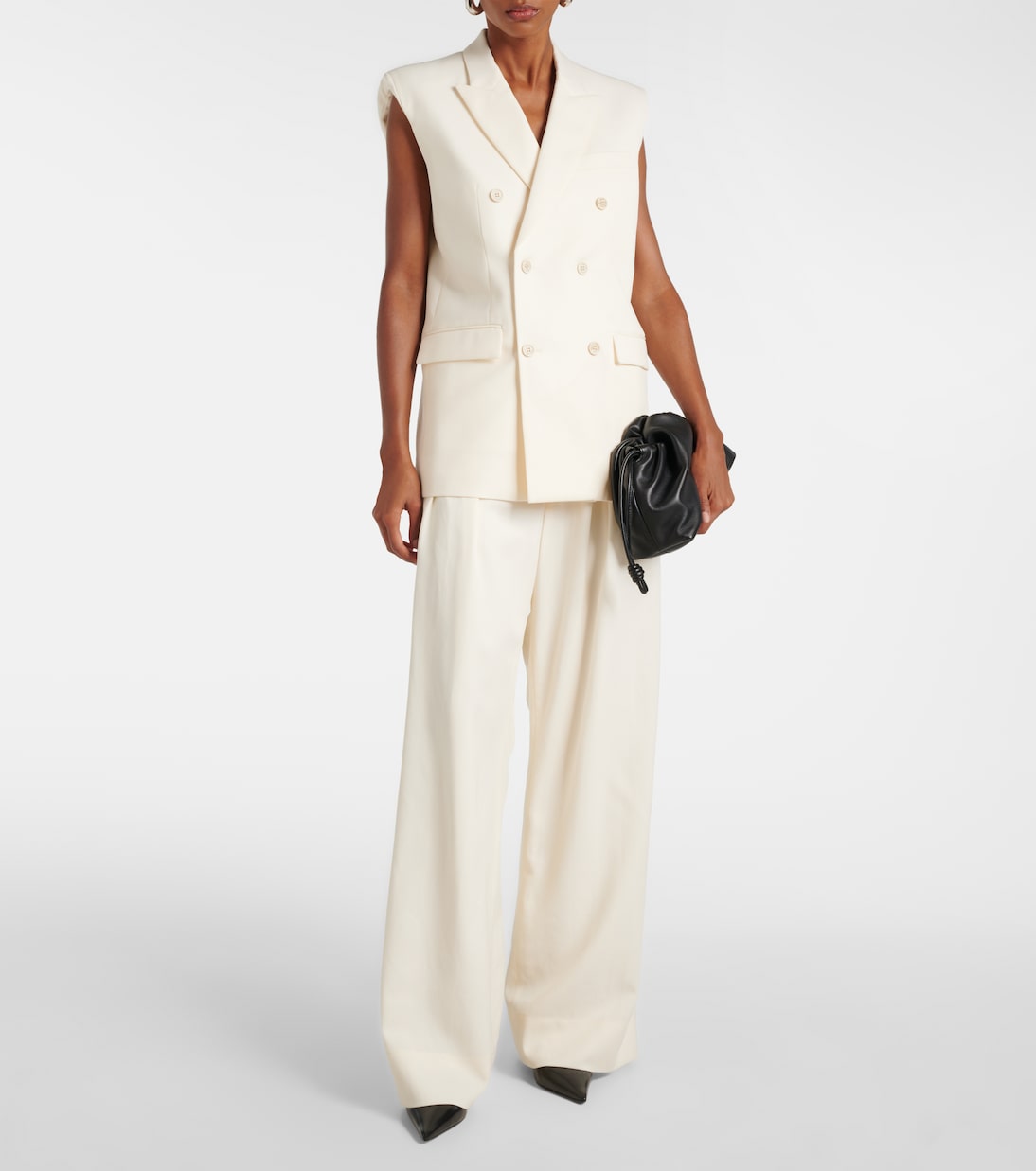 Weite Low-Rise-Hose aus Wolle | Wardrobe.NYC