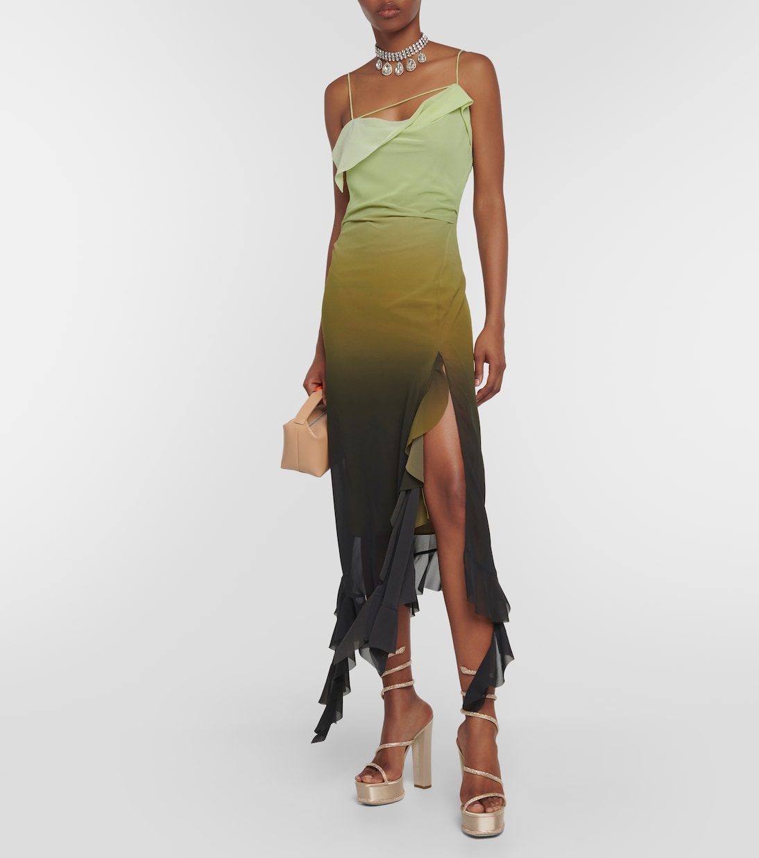 Verzierte Plateausandalen aus Satin | Rene Caovilla