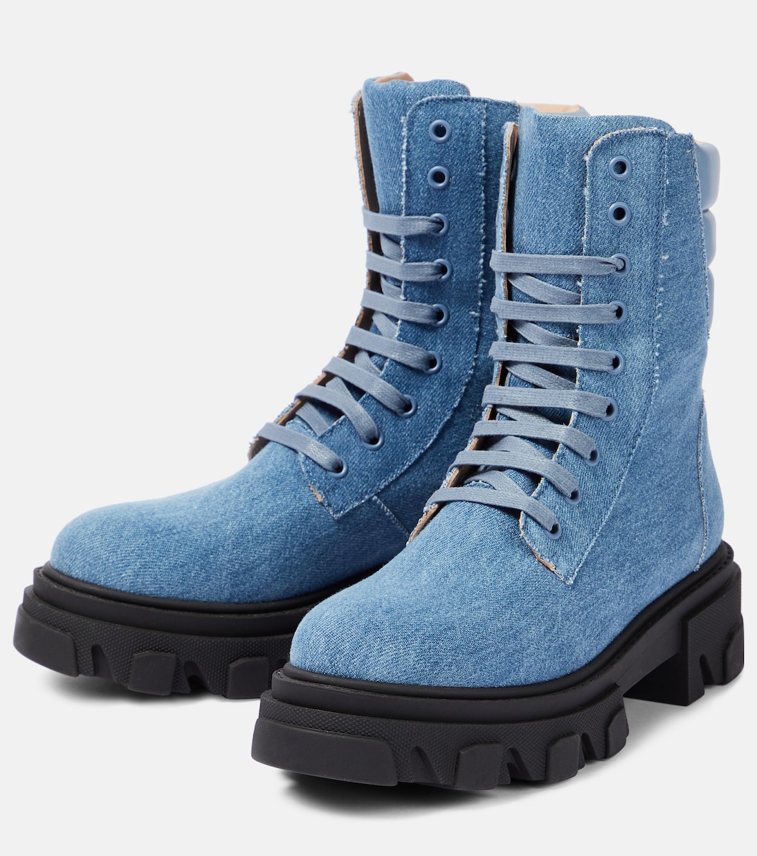 Gia 35 denim combat boots | Gia Borghini