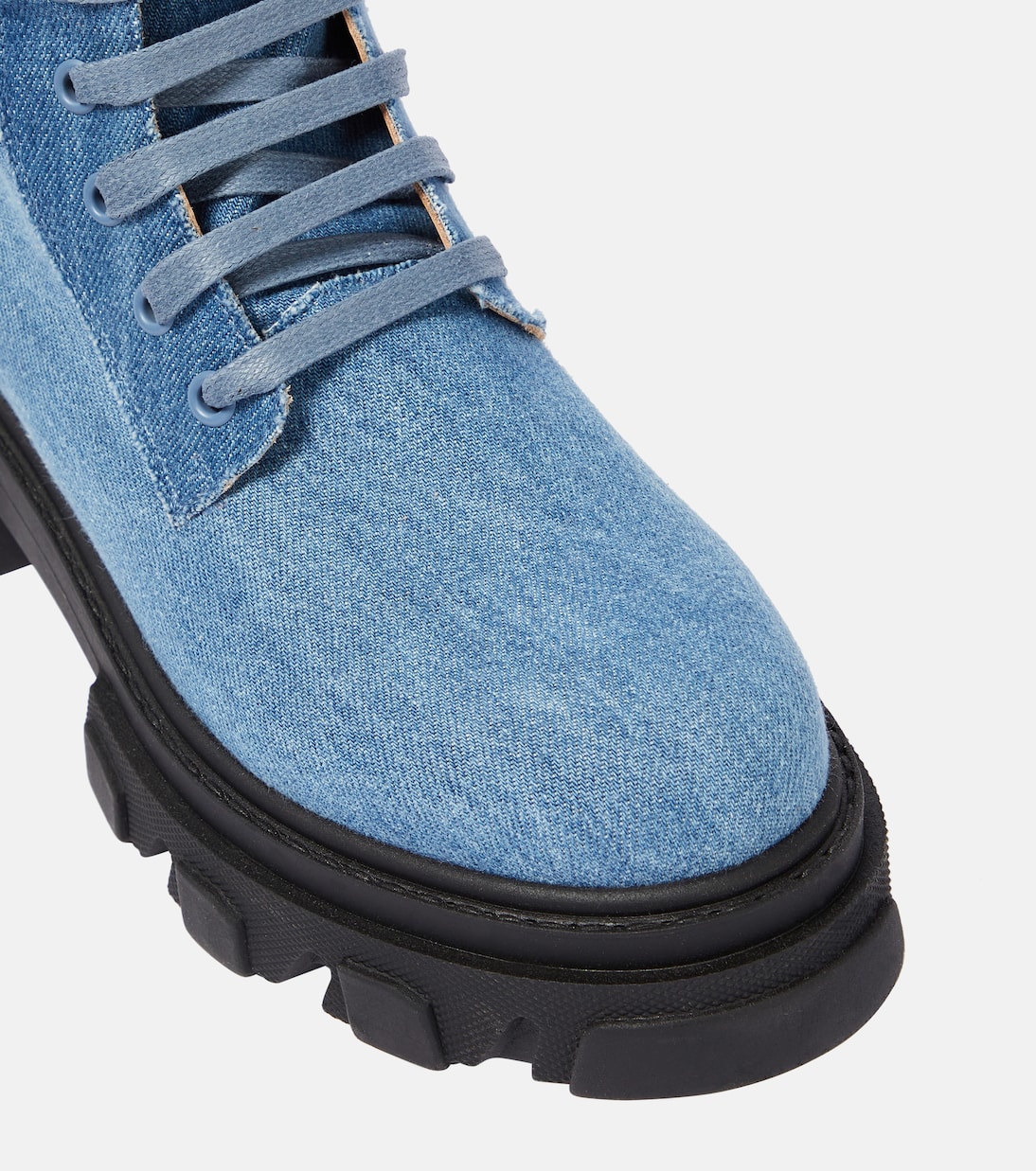 Gia 35 denim combat boots | Gia Borghini