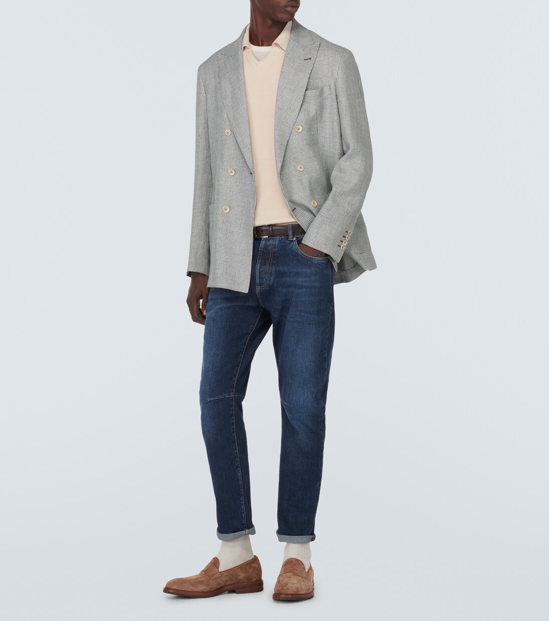Houndstooth linen blazer | Brunello Cucinelli