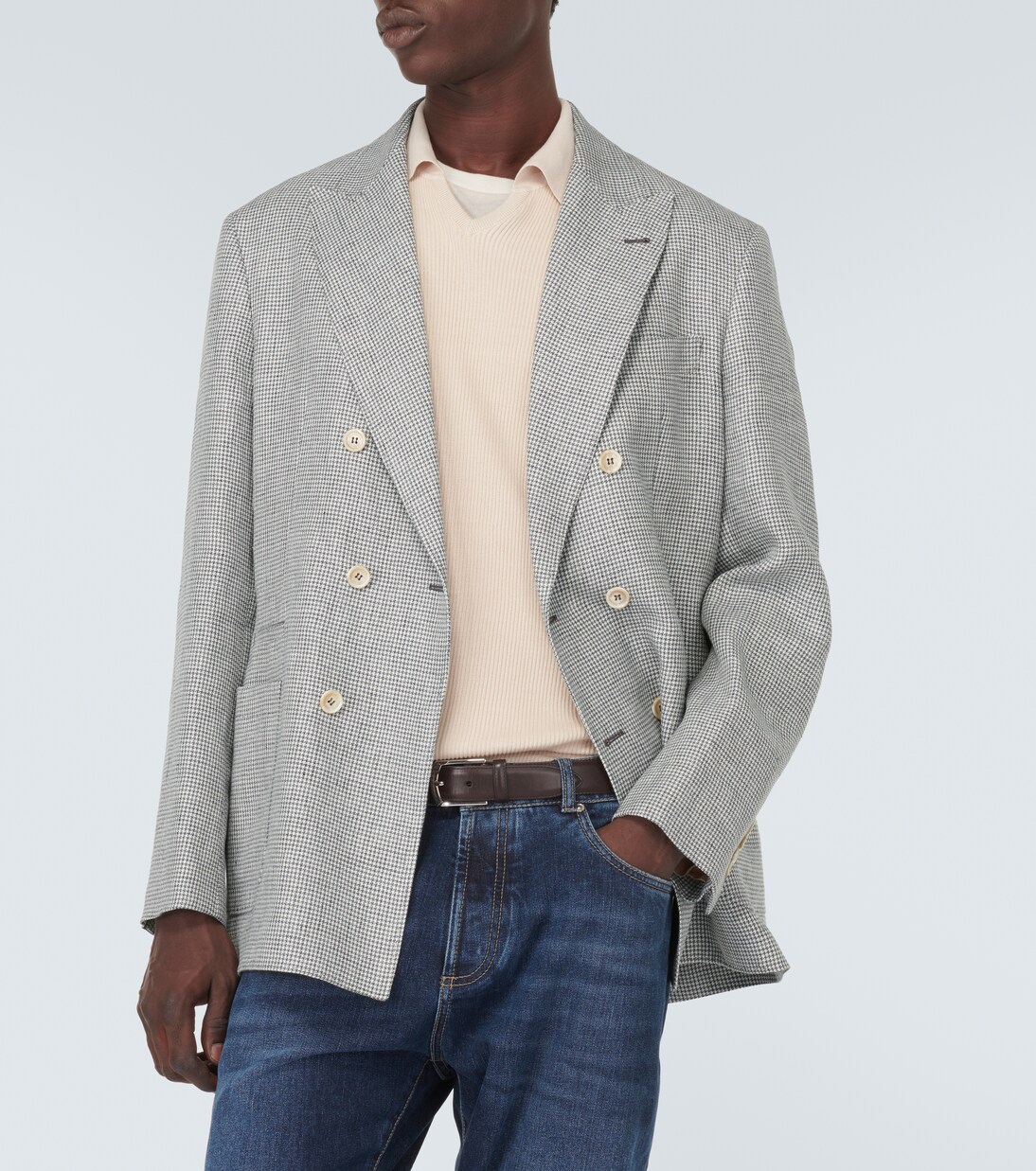 Houndstooth linen blazer | Brunello Cucinelli