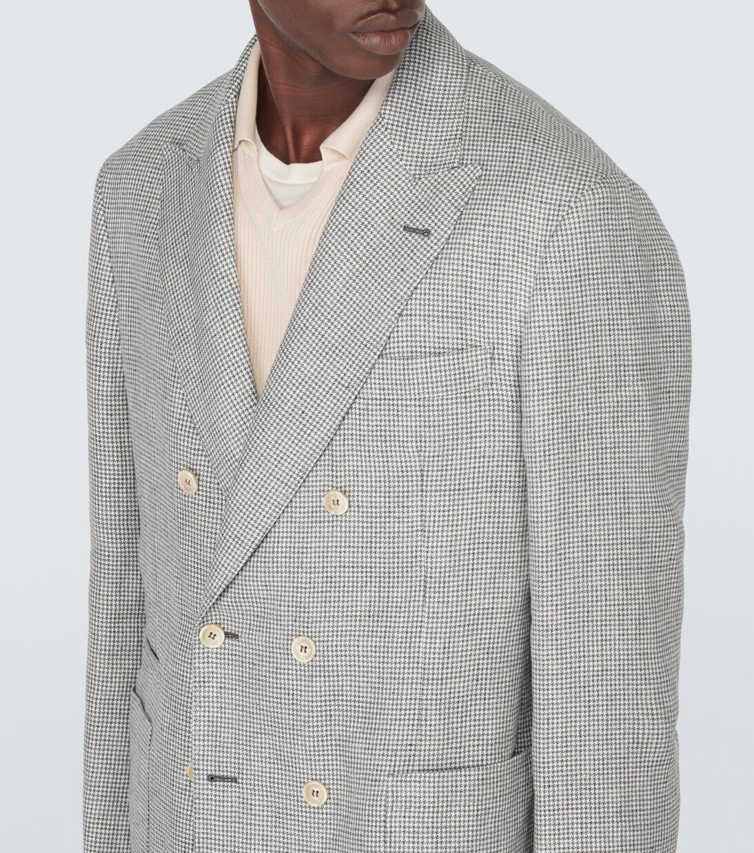 Houndstooth linen blazer | Brunello Cucinelli