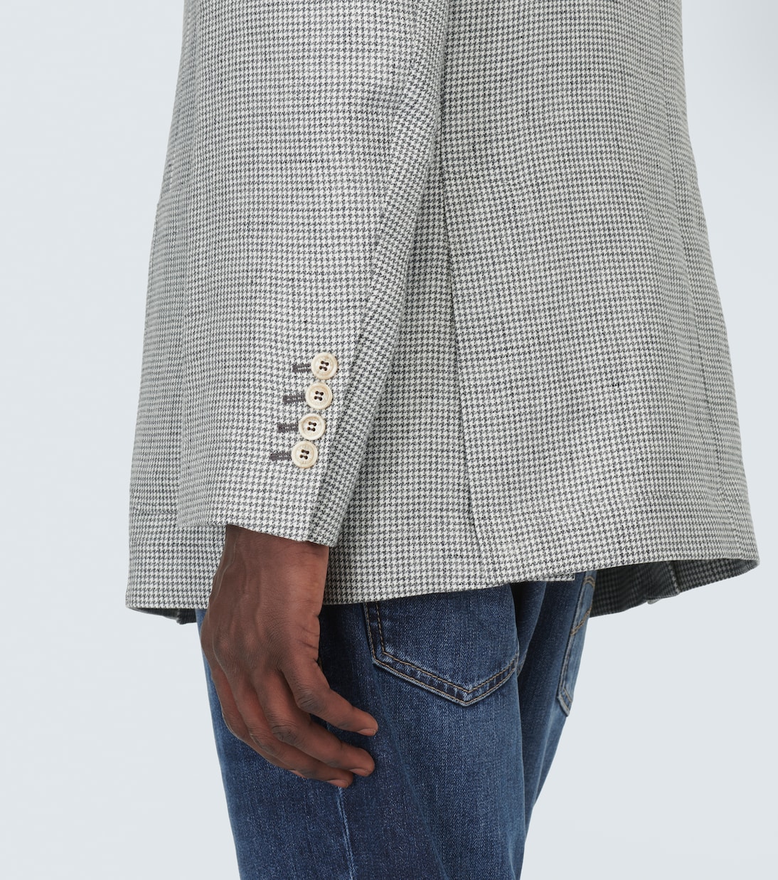 Houndstooth linen blazer | Brunello Cucinelli