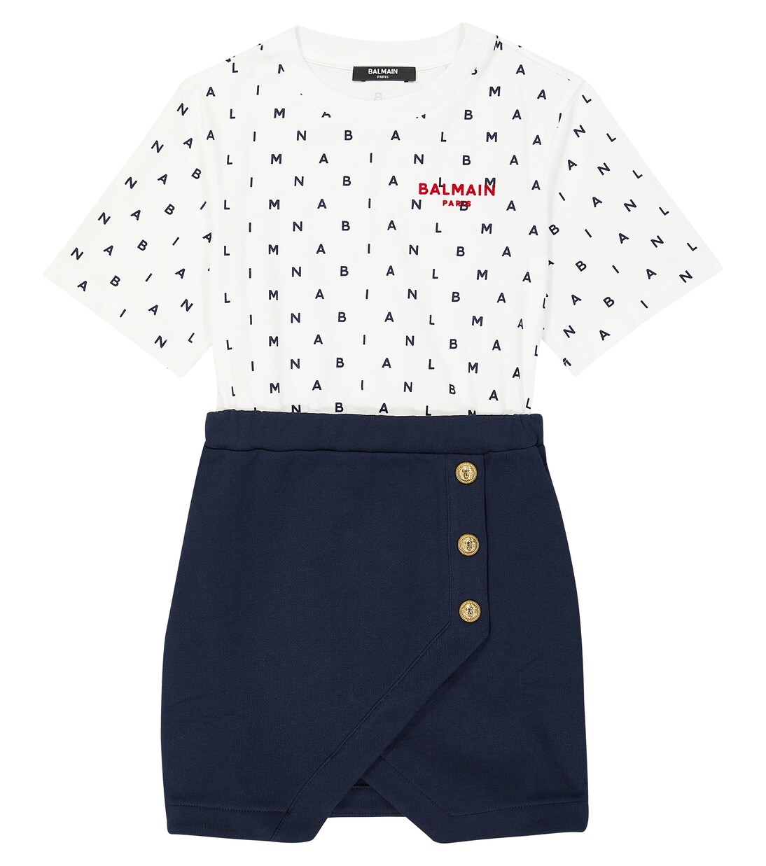 Bedrucktes Kleid aus Baumwoll-Jersey | Balmain Kids