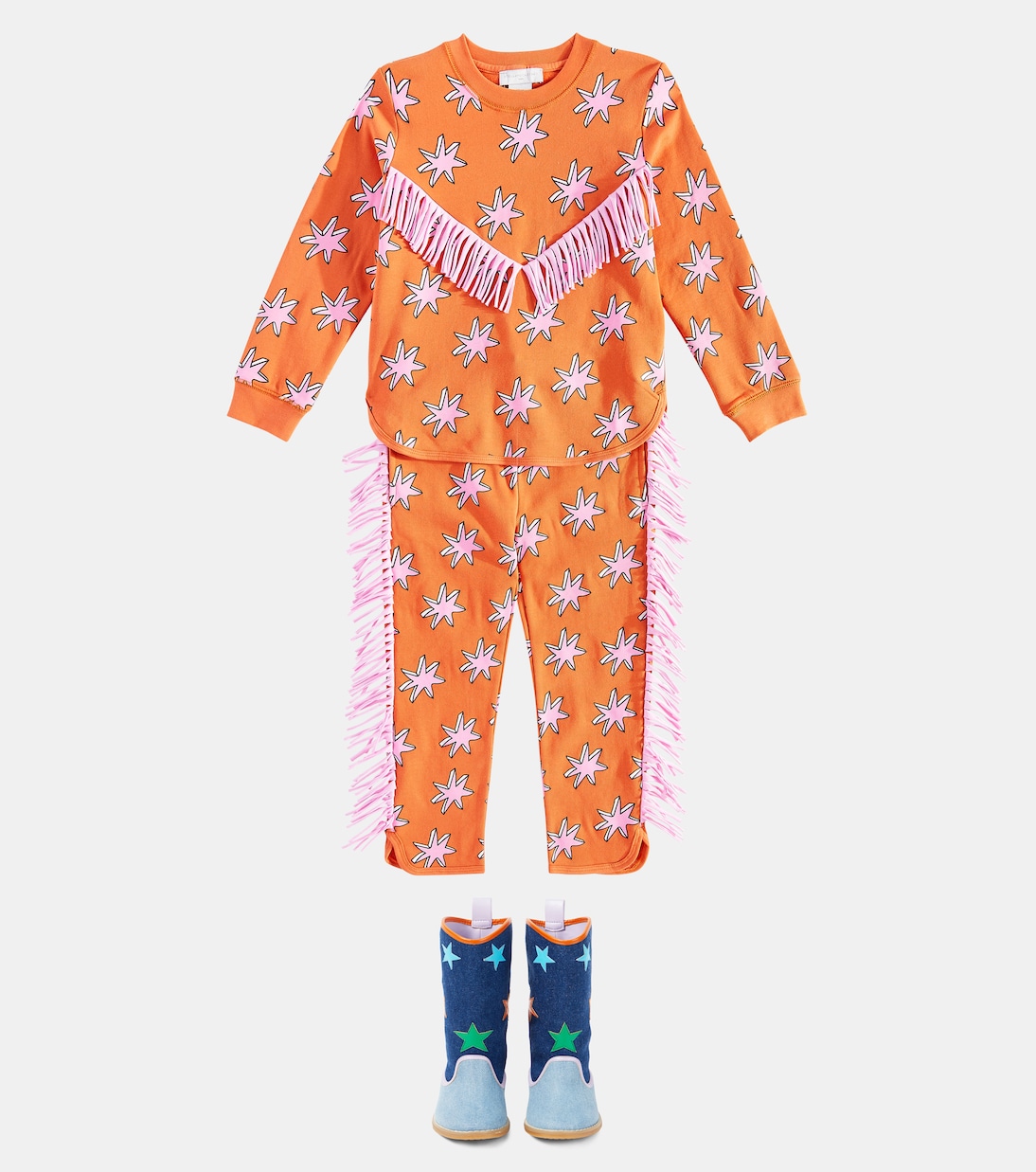 Printed fringed cotton sweatpants | Stella McCartney Kids