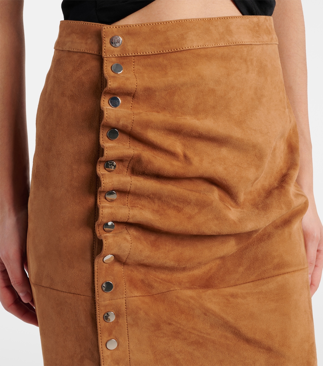 Midirock aus Veloursleder | Rabanne