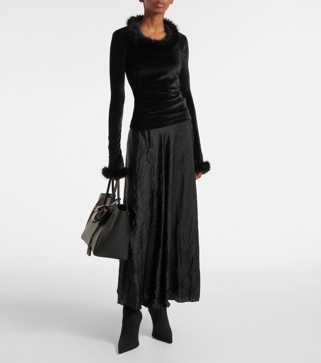 Faux-fur trimmed top | Balenciaga