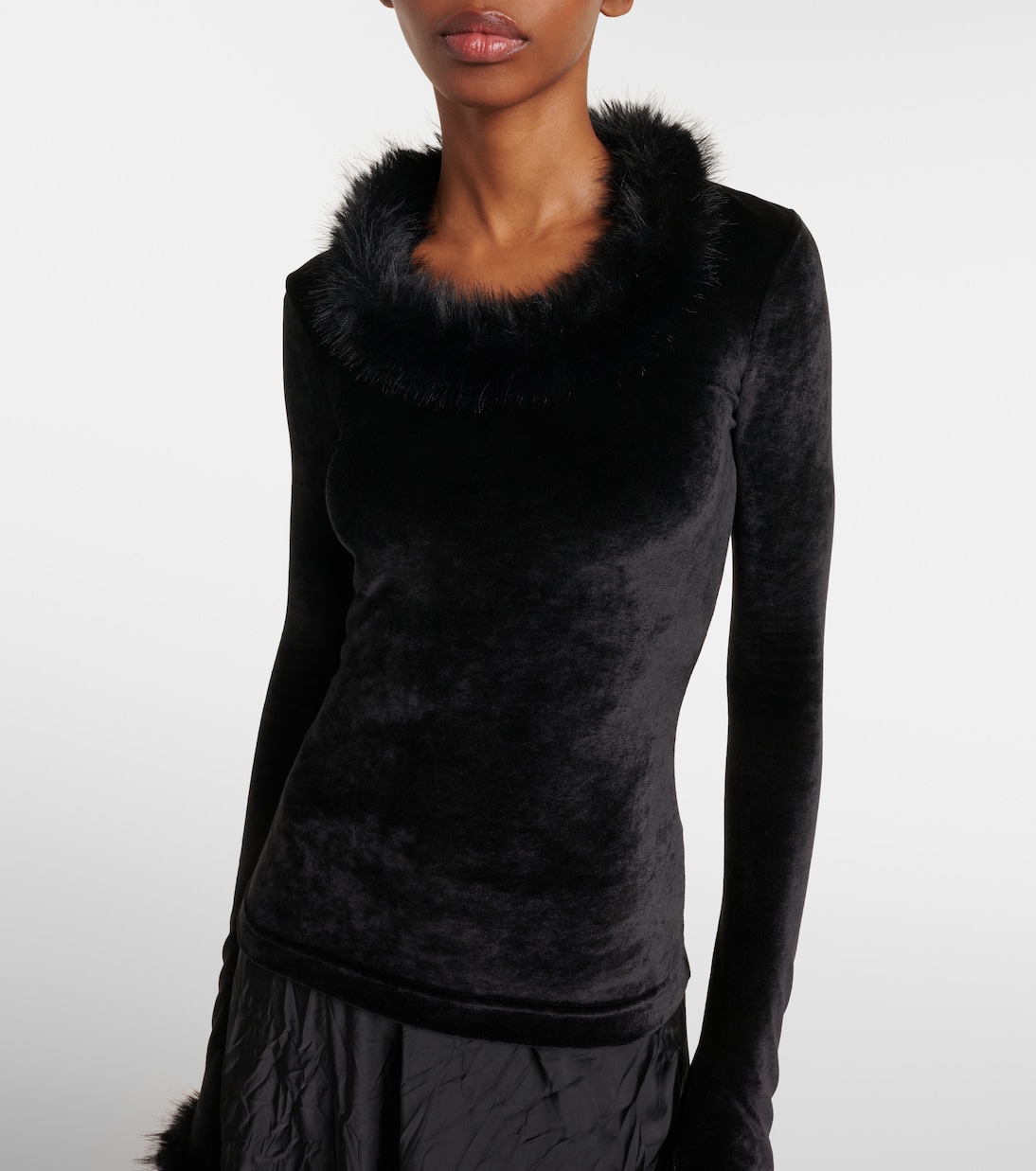 Faux-fur trimmed top | Balenciaga