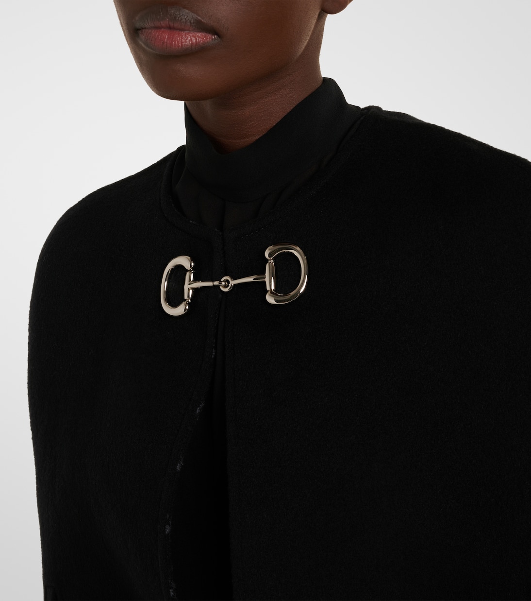 Mantella Horsebit in lana e seta | Gucci