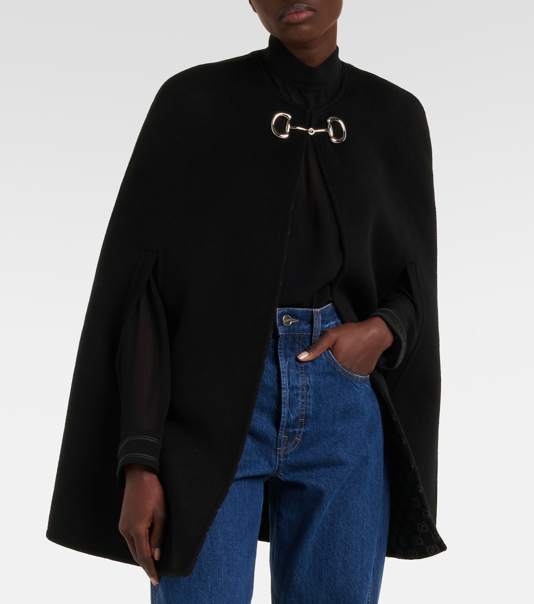 Mantella Horsebit in lana e seta | Gucci