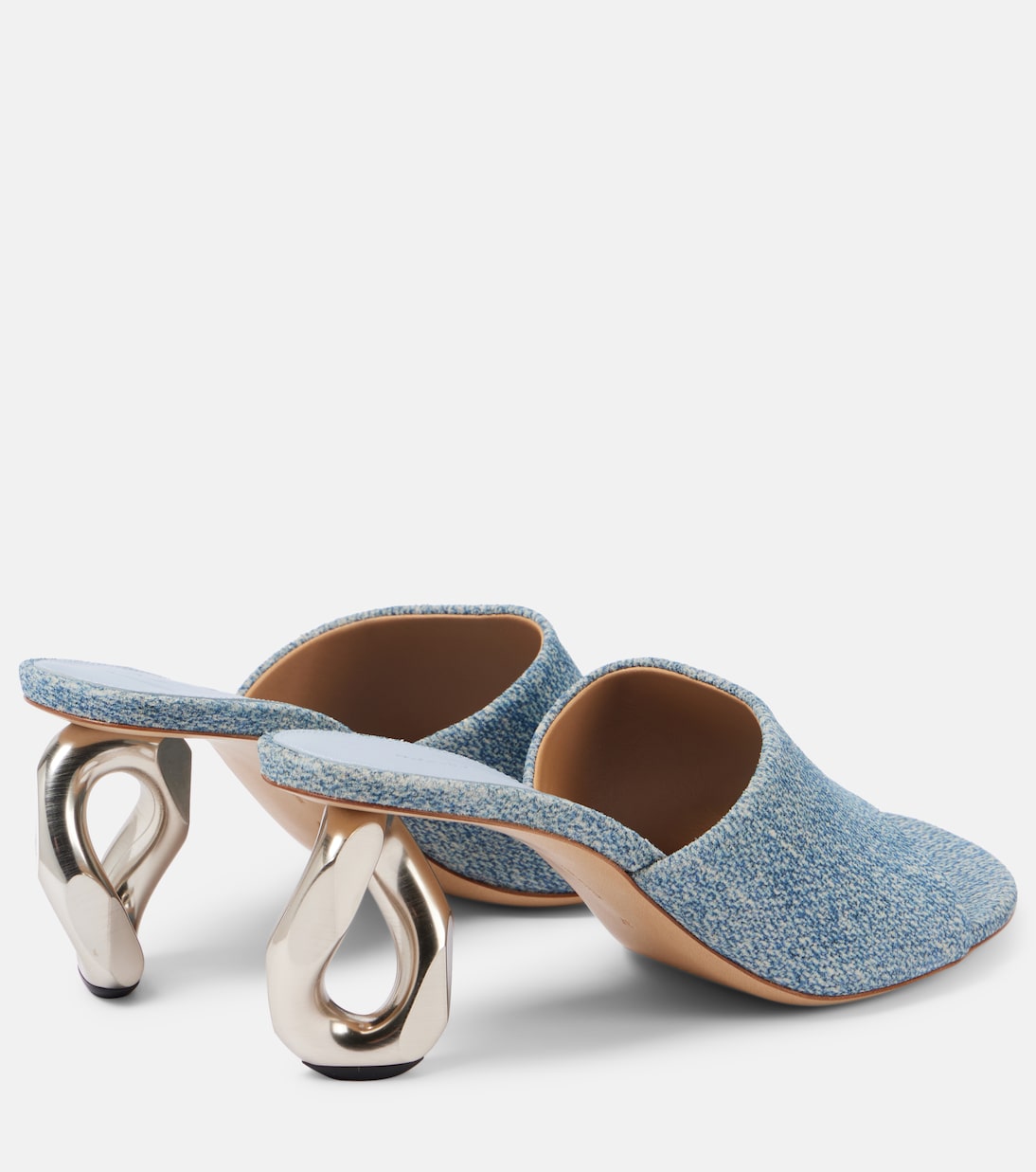 Pantoletten aus Denim mit Leder | JW Anderson