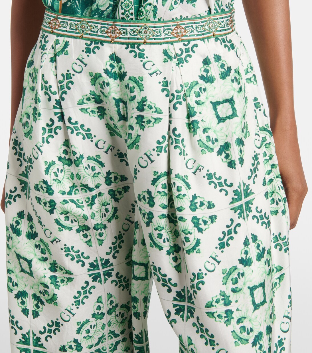 Pantalon ample imprimé en soie | Camilla