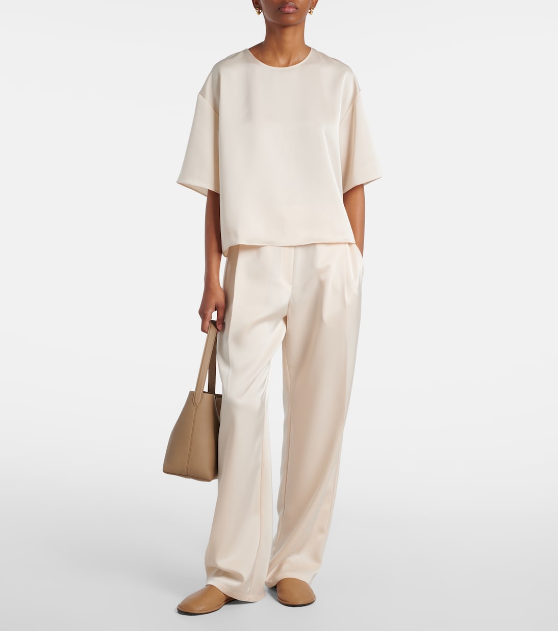 Pantalon Barb à taille haute en satin | Leset