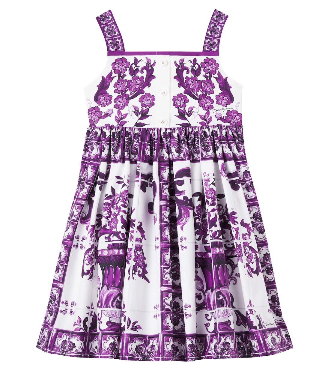 Majolica cotton poplin dress | Dolce&Gabbana Kids