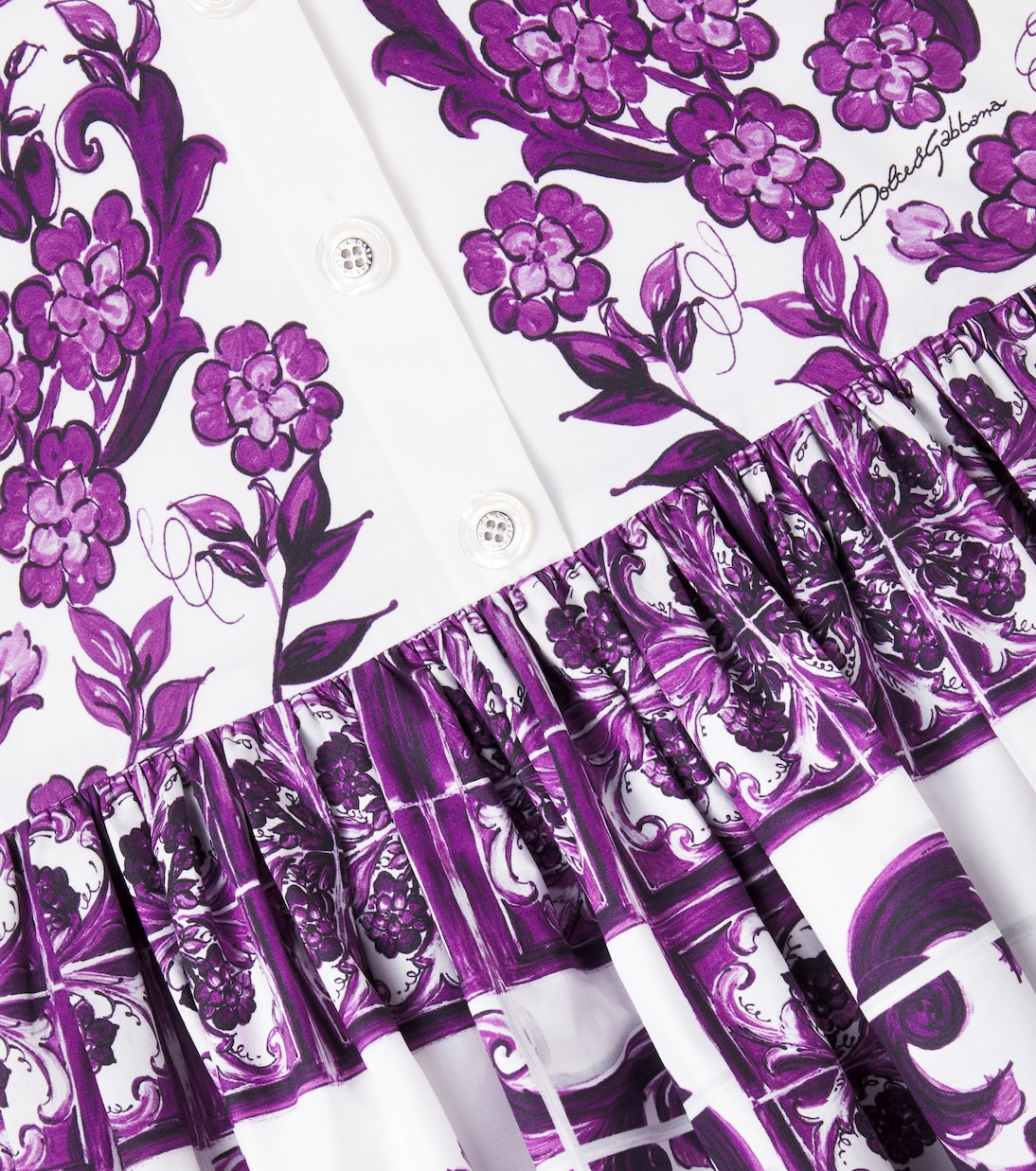 Majolica cotton poplin dress | Dolce&Gabbana Kids