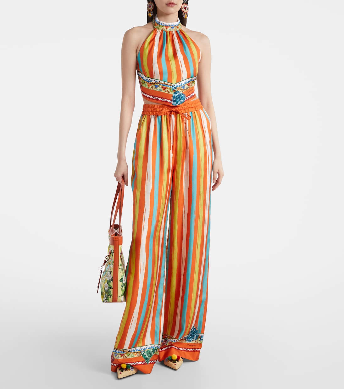 Striped halterneck silk top | Dolce&Gabbana