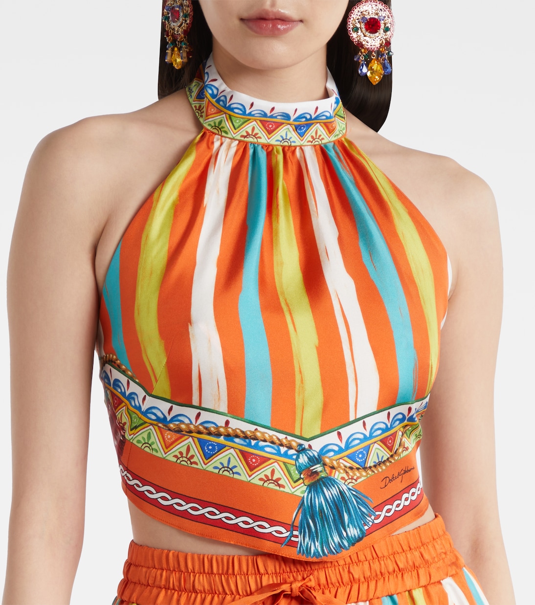 Striped halterneck silk top | Dolce&Gabbana