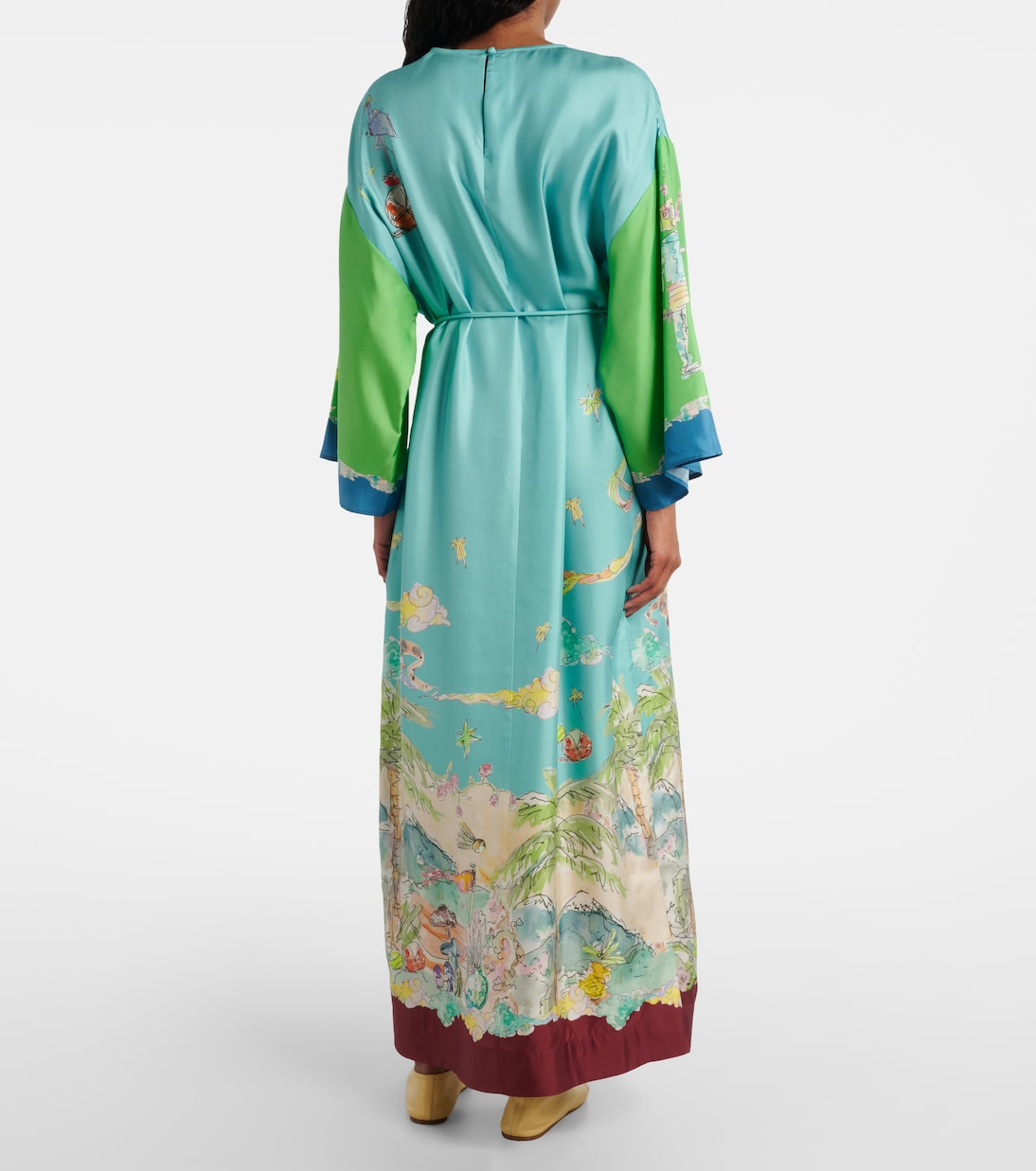 Robe longue Daria imprimée en soie | Alémais