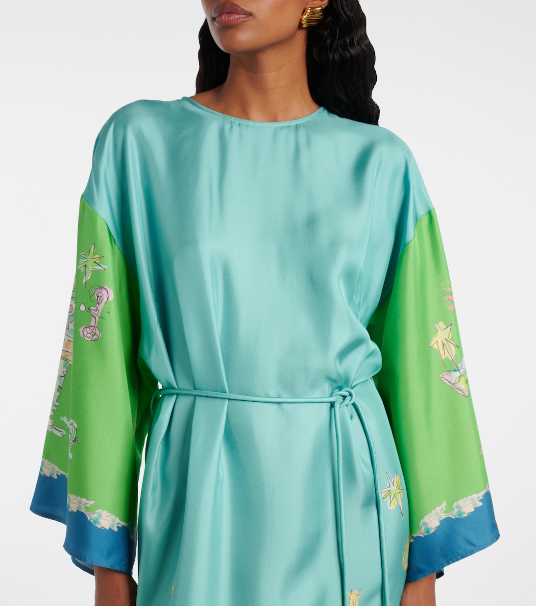 Robe longue Daria imprimée en soie | Alémais