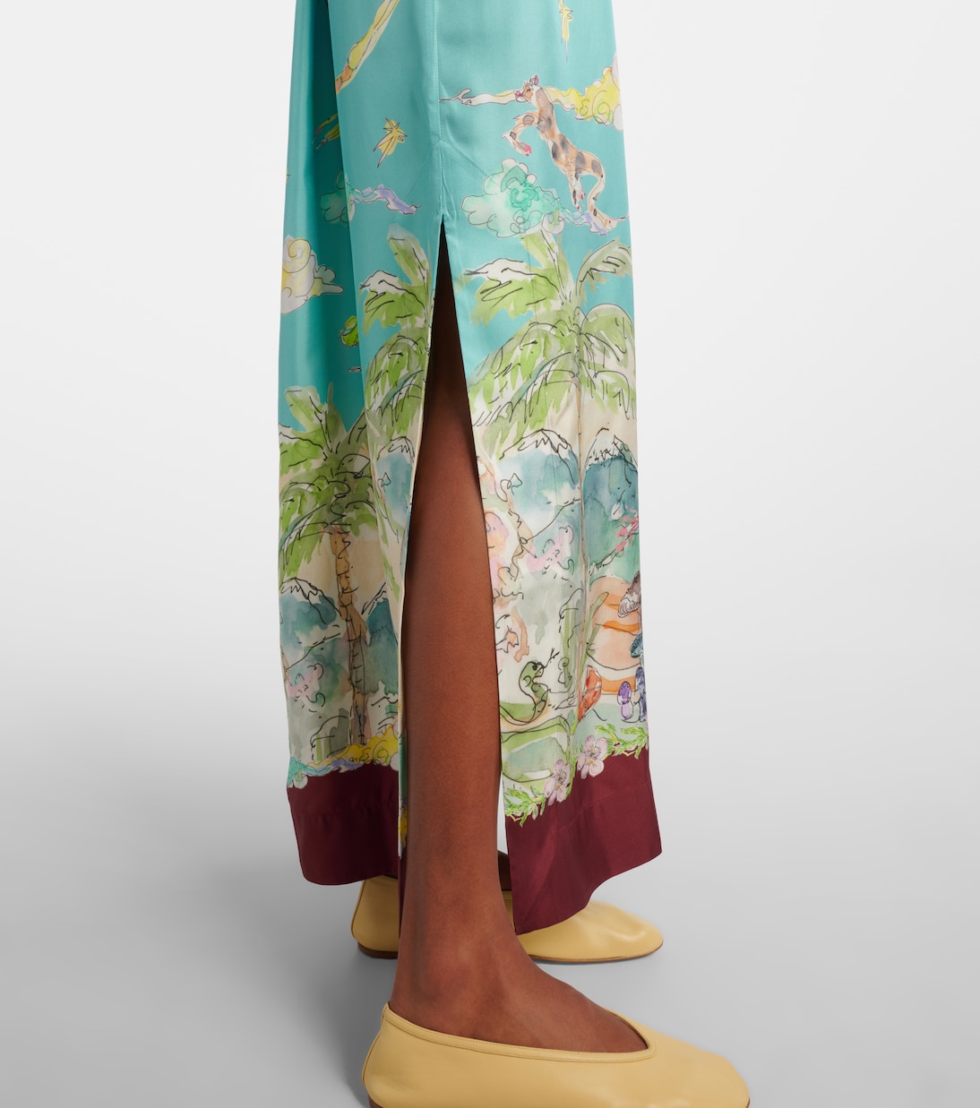 Robe longue Daria imprimée en soie | Alémais