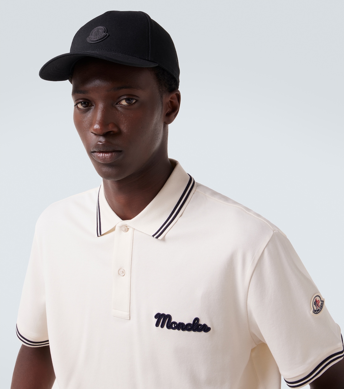 Leather-trimmed cotton baseball cap | Moncler
