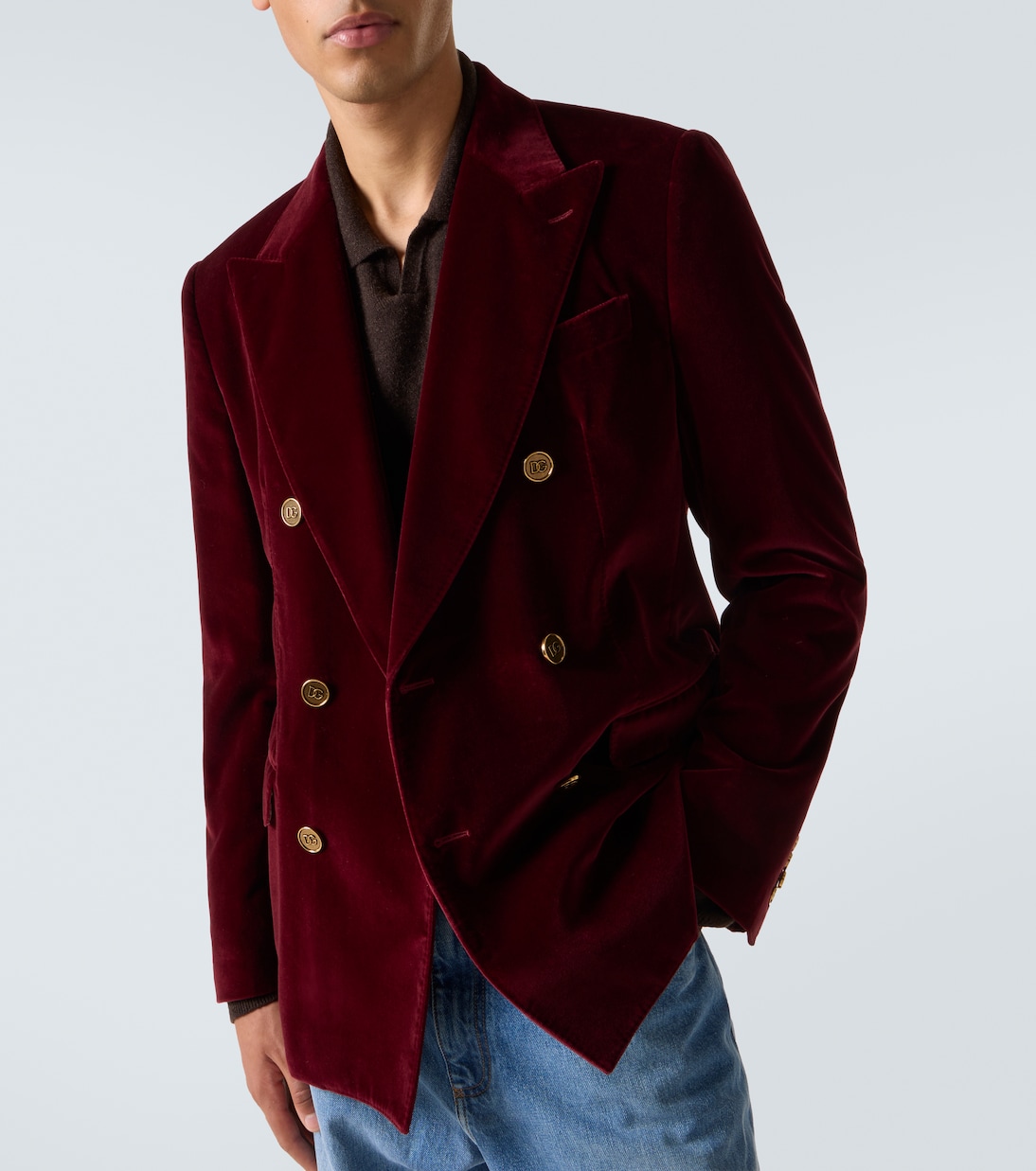 Double-breasted cotton velvet blazer | Dolce&Gabbana