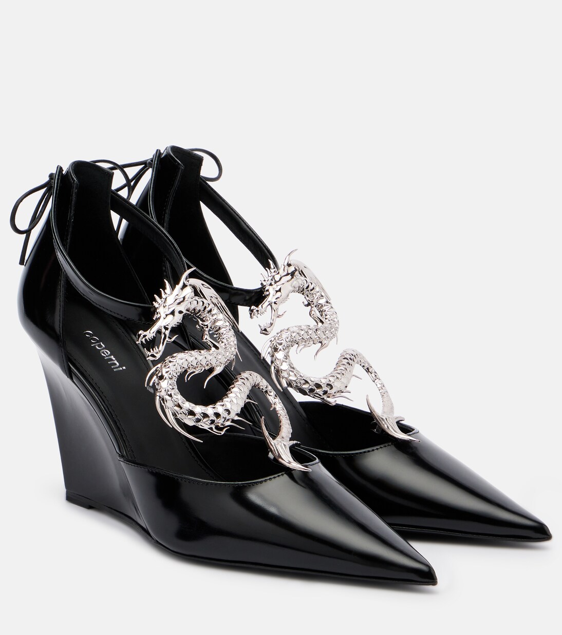 Dragon embellished leather wedge pumps | Coperni