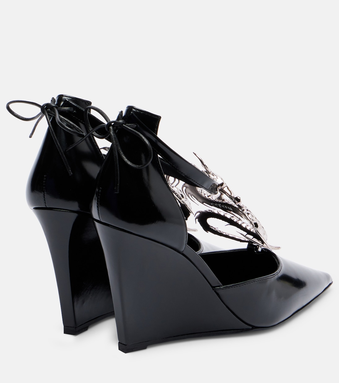 Dragon embellished leather wedge pumps | Coperni
