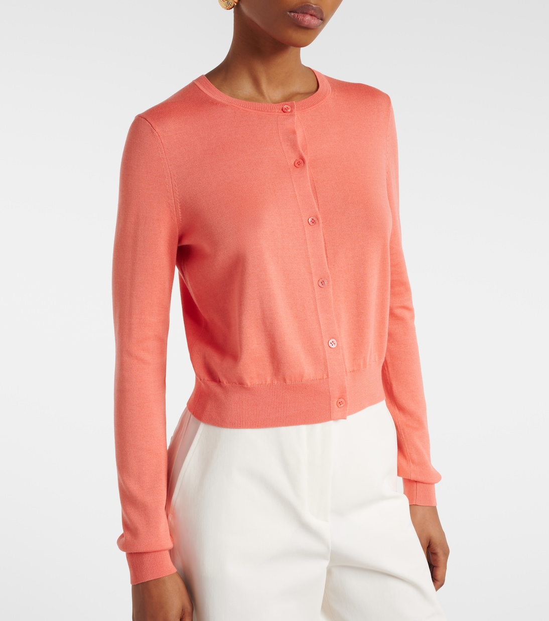 Cárdigan cropped de seda y algodón | Carolina Herrera