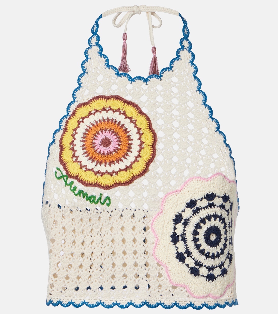 Elma crochet embroidered cotton crop top | Alémais
