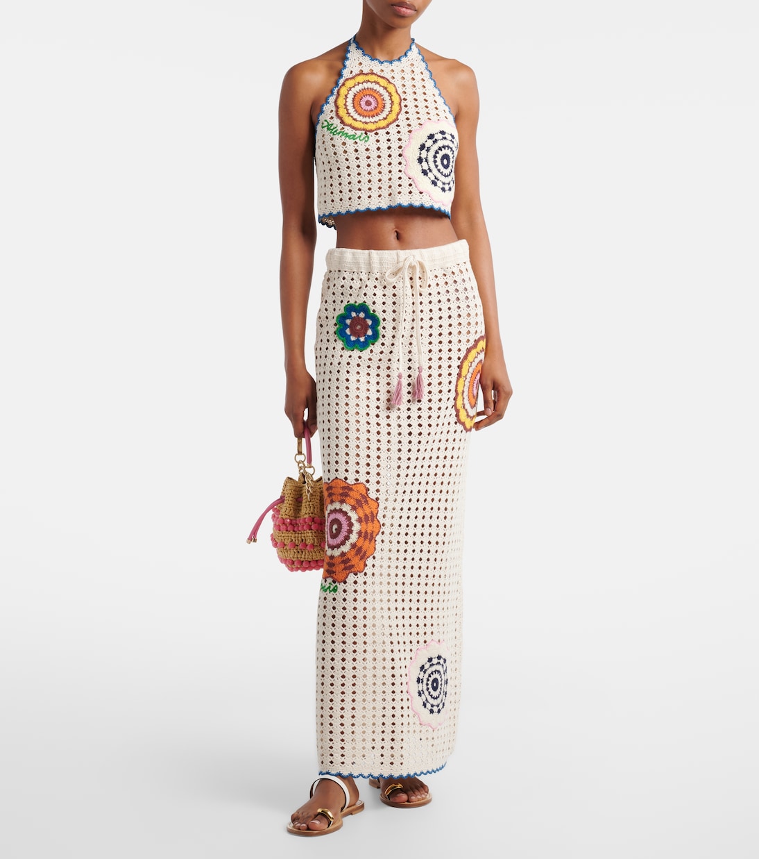 Elma crochet embroidered cotton crop top | Alémais