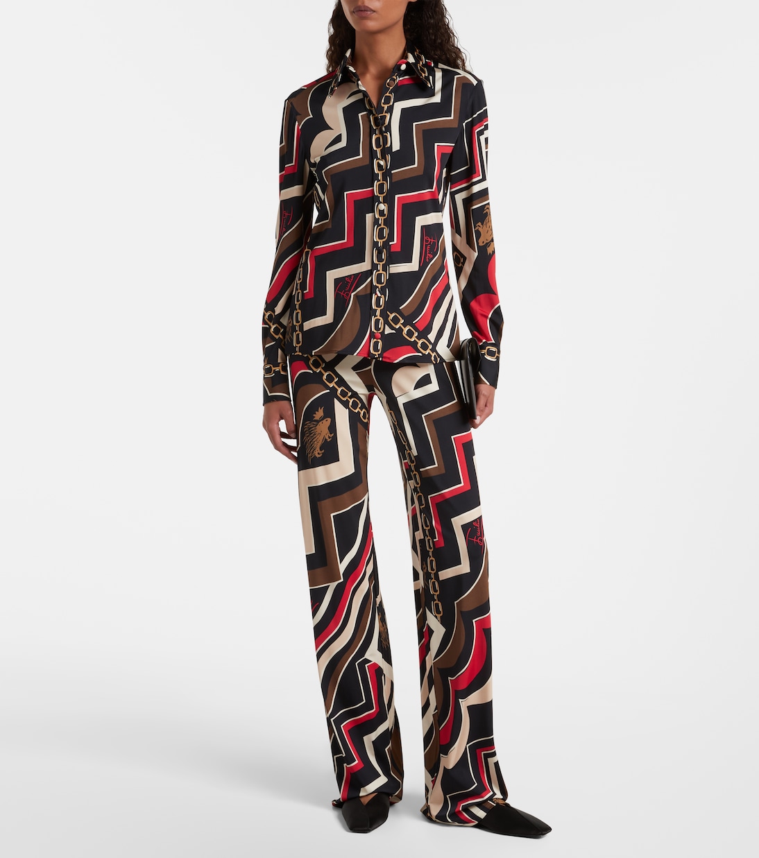 Printed jersey satin straight pants | Pucci