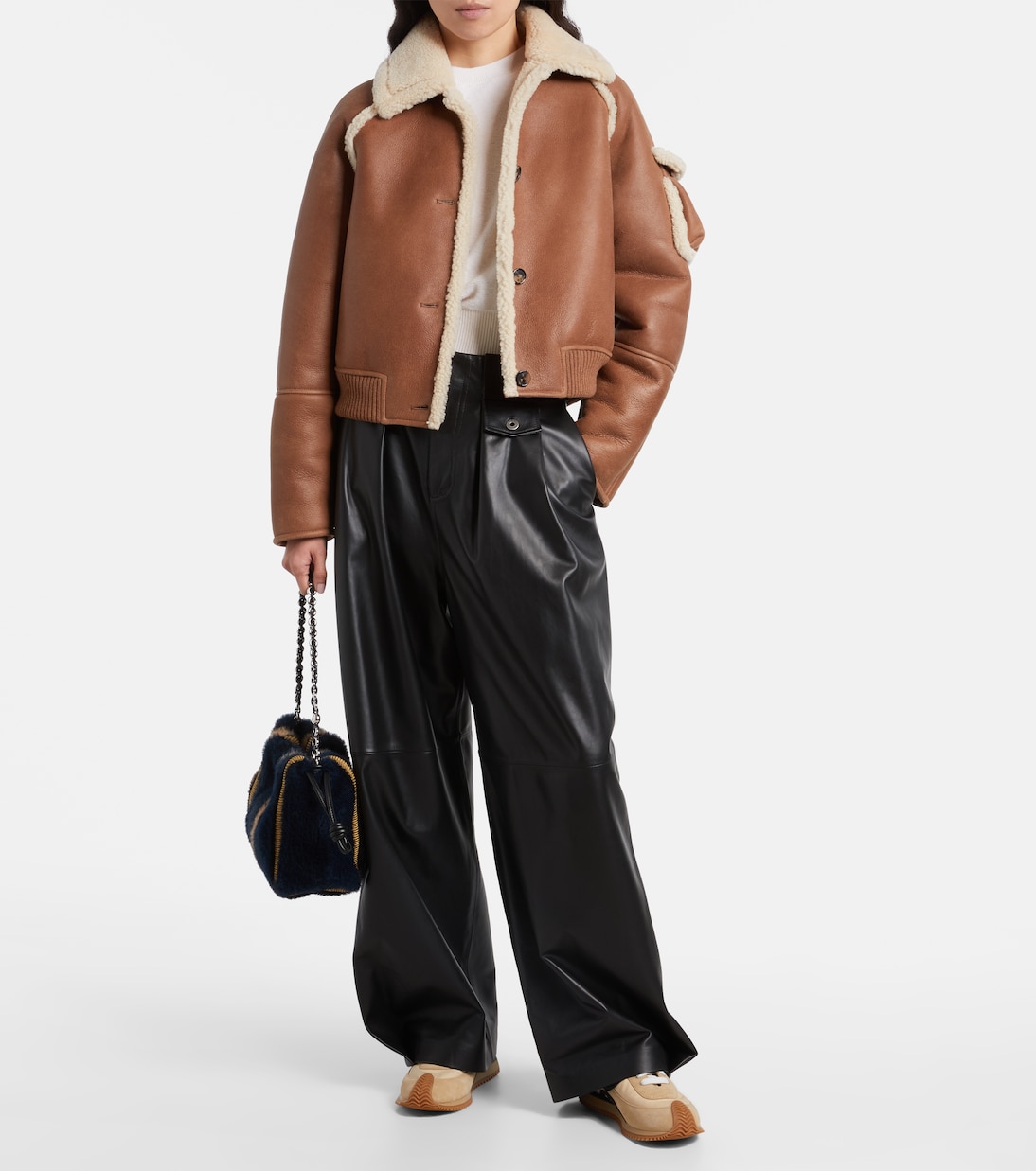 Shearling-trimmed leather blouson | Loewe
