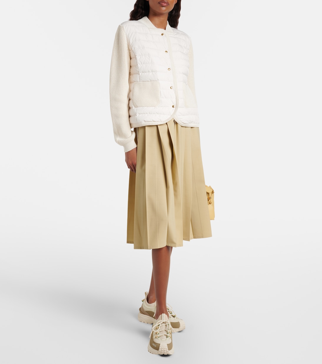 Cárdigan de algodón con paneles de plumas  | Moncler