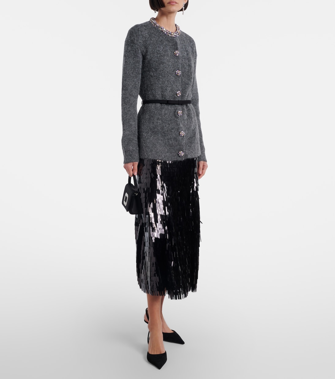 Belted embellished cardigan | Self-Portrait