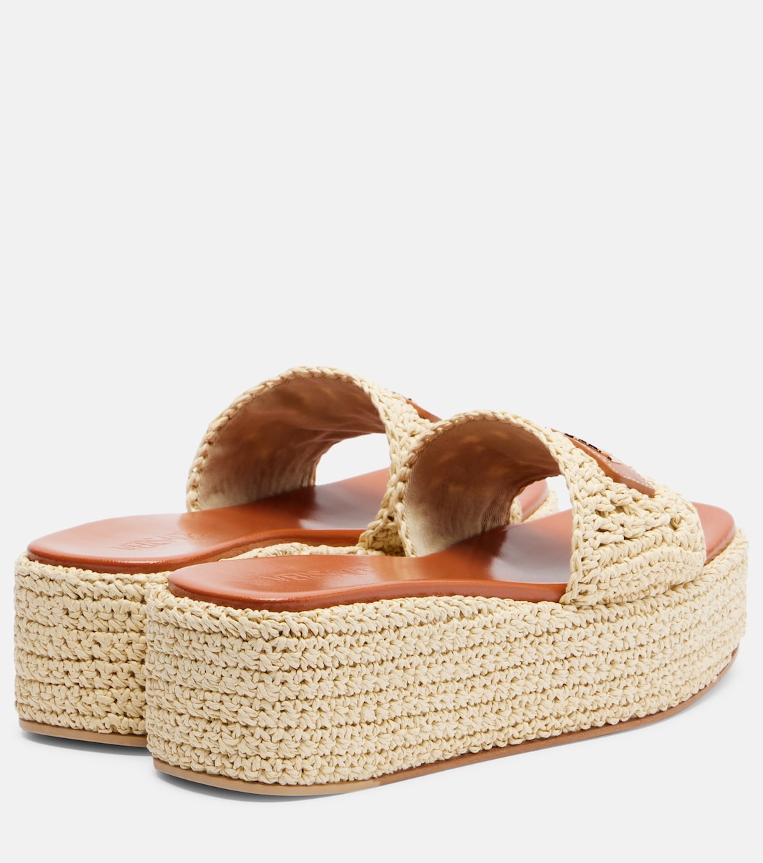 Mules à plateforme en raphia à logo | Versace