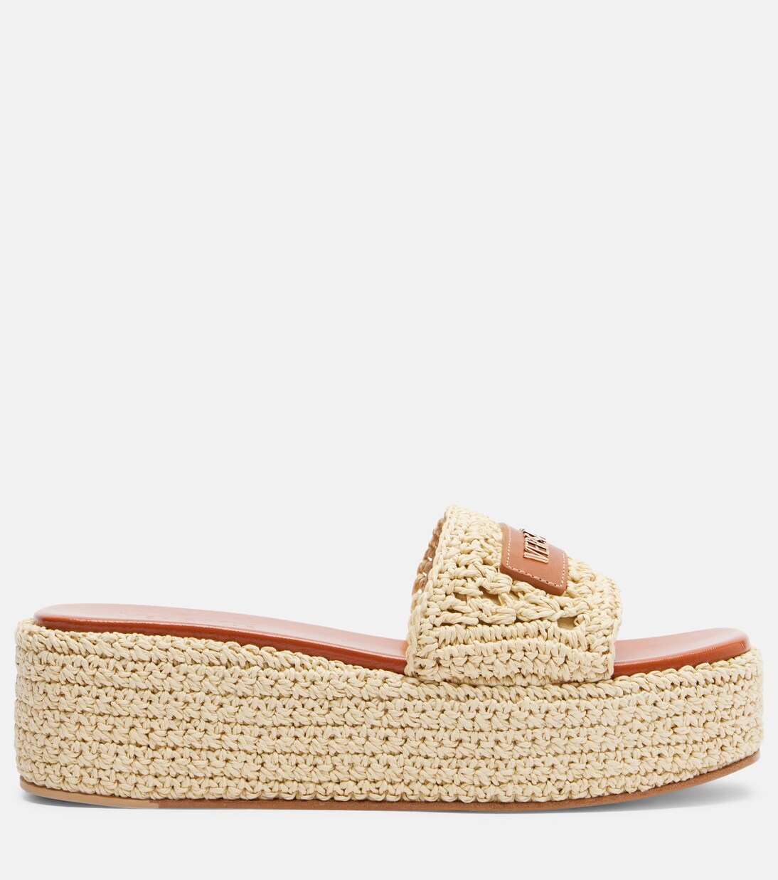 Mules à plateforme en raphia à logo | Versace