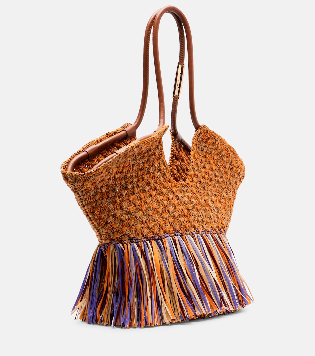 Goldentime Medium fringed raffia tote bag | Zimmermann