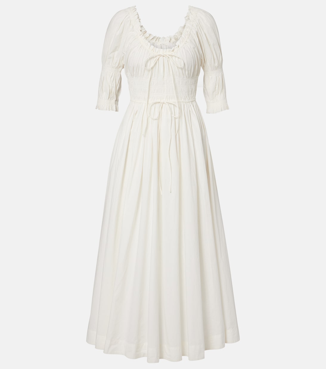 Shirred cotton midi dress | Dôen