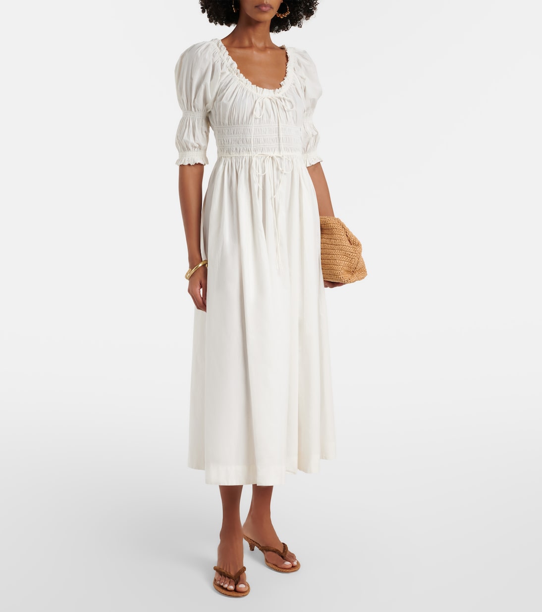 Shirred cotton midi dress | Dôen