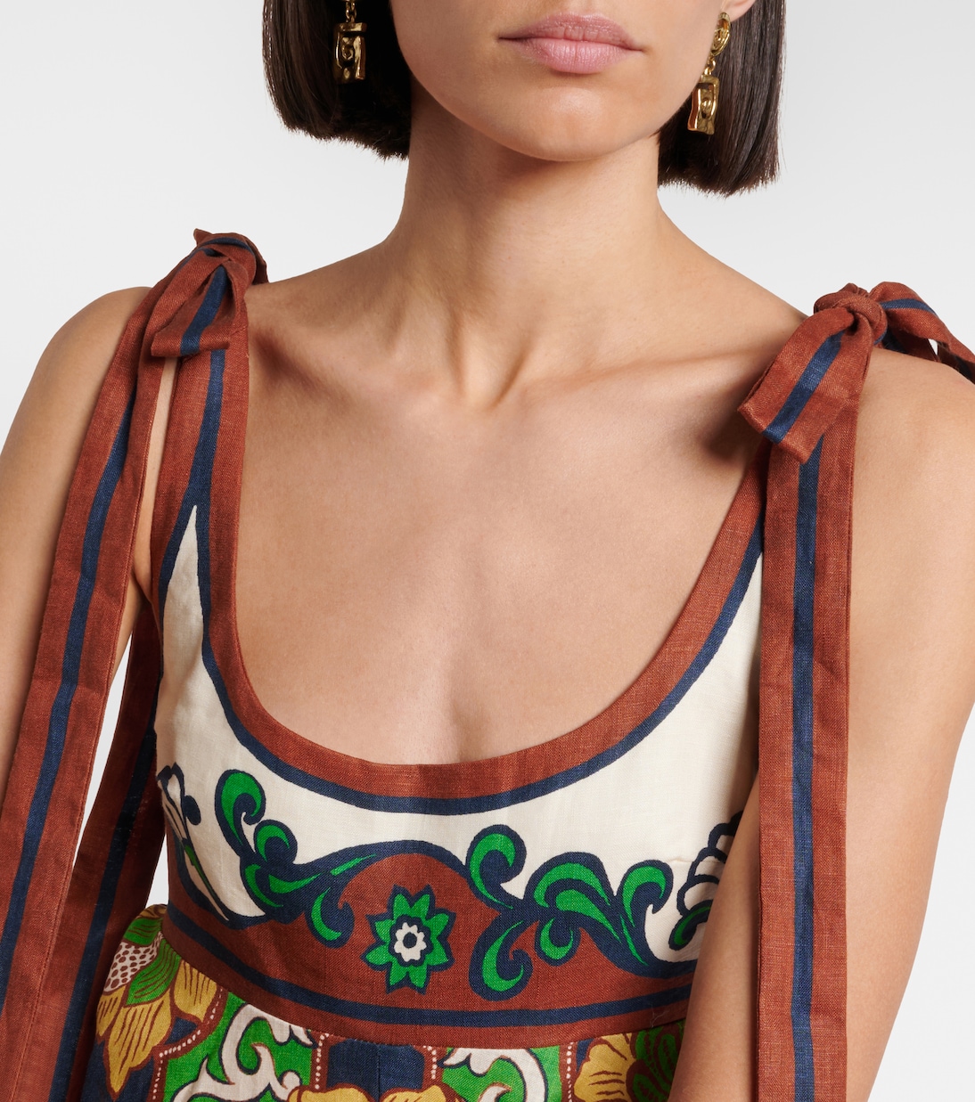 Liana Ballet printed linen midi dress | Alémais